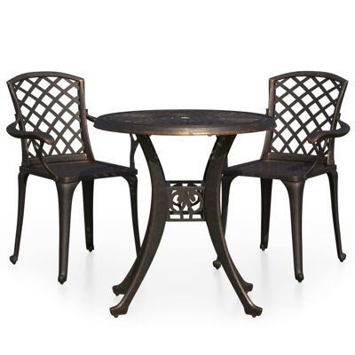 Ensemble bistro 3 pièces en aluminium moulé sous pression bronze 5