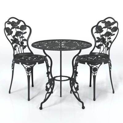 Ensemble bistro 3 pièces en aluminium galvanisé noir 1