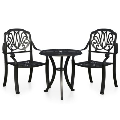 3-piece bistro set made of black galvanized aluminum 2