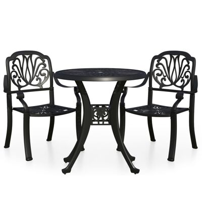 3-piece bistro set made of black galvanized aluminum 3