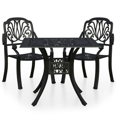 3-piece bistro set made of black galvanized aluminum 5