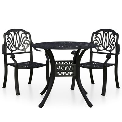 3-piece bistro set made of black galvanized aluminum 4