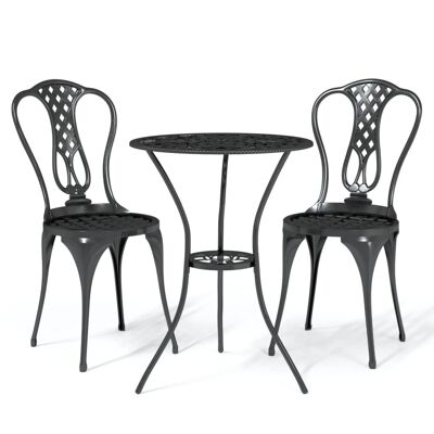 Ensemble bistro 3 pièces en aluminium galvanisé noir 6