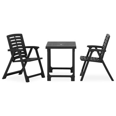 3-piece bistro set in foldable plastic gray