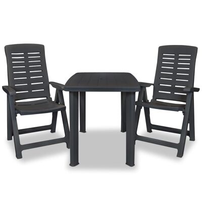 3-piece bistro set made of anthracite plastic