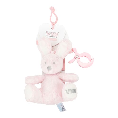 Plush Rabbit Sitting with Clip 'Very Important Rabbit' Pink
