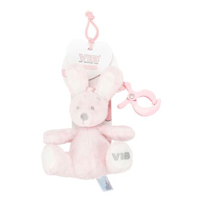 Plush Rabbit Sitting with Clip 'Very Important Rabbit' Pink