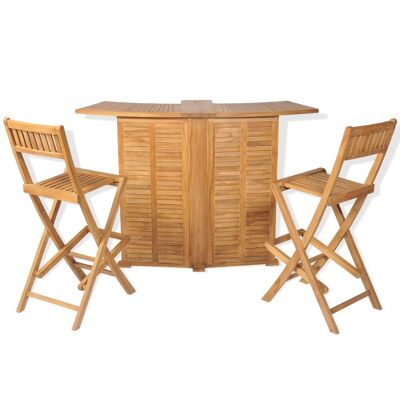3-piece bistro set with solid teak slap stools
