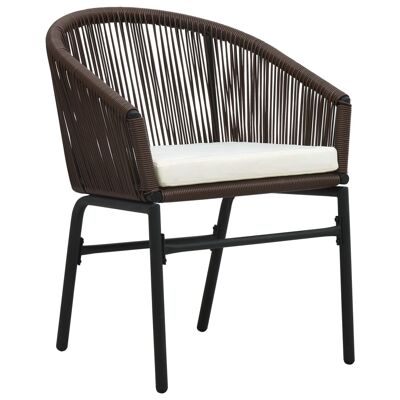 3-piece bistro set with cushions PVC rattan brown