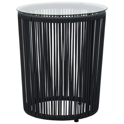3-piece bistro set with black PVC rattan cushions