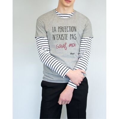PERFECTION DOESN'T EXIST EXCEPT ME - Tee-shirt Gris chiné