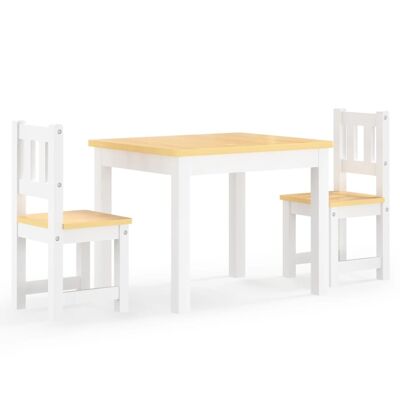 Conjunto de mesa y taburete infantil 3 piezas MDF blanco y negro