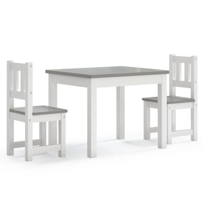 Set tavolo e sgabello per bambini 3 pezzi in MDF bianco