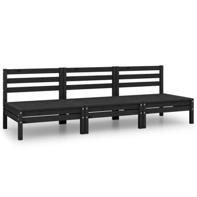 Conjunto de salón 3 piezas massief grenenhout negro 12