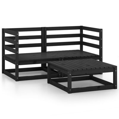 Set da salotto 3 pezzi massif grenenhout nero 8