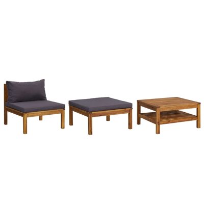 Set da salotto 3 pezzi con cuscini grigio donker acac