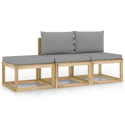 Set da salotto 3 pezzi con cuscini grigi 1