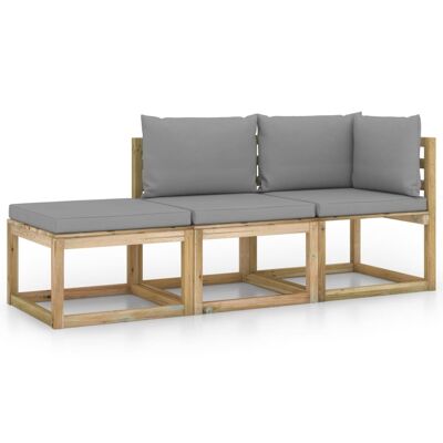 Set da salotto 3 pezzi con cuscini grigi 2