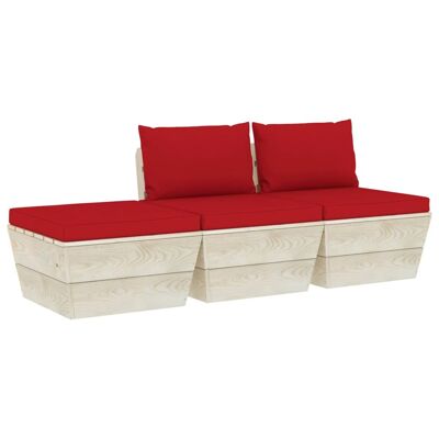 3-piece lounge set with kussens pallet vurenhout 6