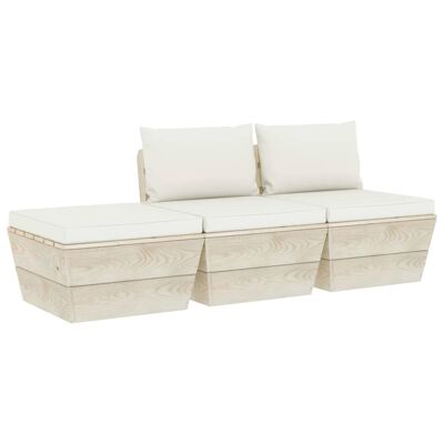 3-piece lounge set with kussens pallet vurenhout 2
