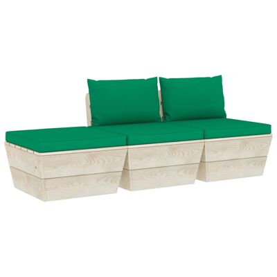 3-piece lounge set with kussens pallet vurenhout 5
