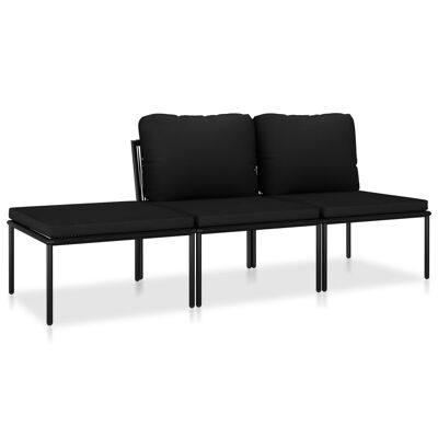 3-piece lounge set with cushions PVC black 1