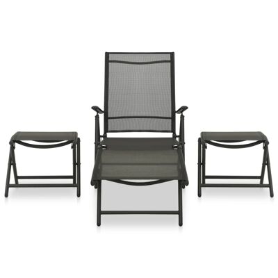3-piece lounge set made of textile and black aluminum
