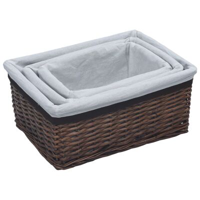 3 pezzi Mandenset impilabile wilgenhout bruin