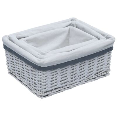 3-piece Mandenset stackable wilgenhout wit