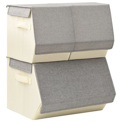 Set di 3 pezzi Opberg impilabili in tessuto grigio