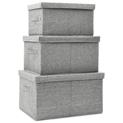 Conjunto de caja Opberg de 3 piezas apilable de tela gris 2