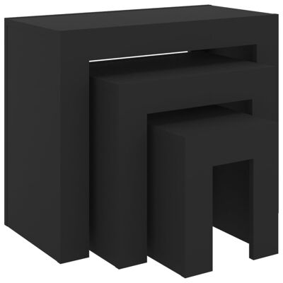 Set tavolo da salone 3 pezzi spaanplaat nero 2