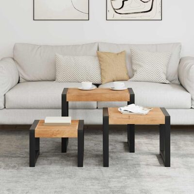 3-delige Tafeltjesset enorme hout con sheesham
