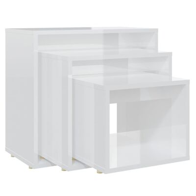 3-delige Tafeltjesset spaanplaat hoogglans con 2