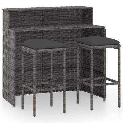 Tuinbarset de 3 piezas con kussens grijs 5
