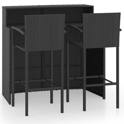 3-piece garden bar set black 3