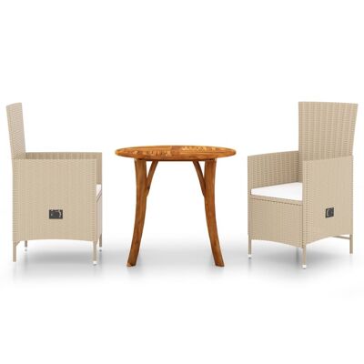 Set da giardino 3 pezzi beige 4