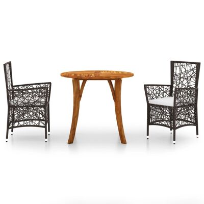 Set da giardino 3 pezzi marrone 2