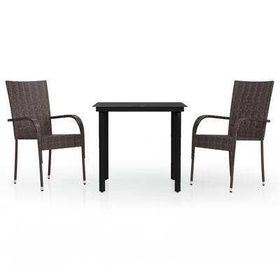 Tuinset de 3 piezas marrón y negro 1