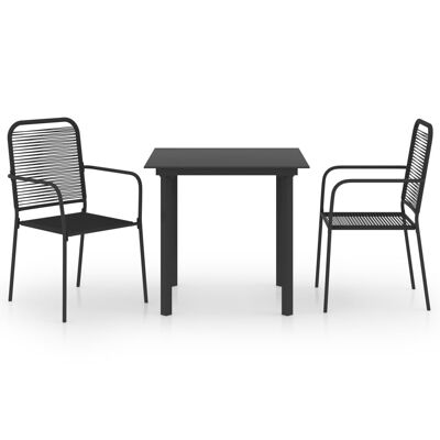 Set da 3 pezzi in vetro e acciaio nero