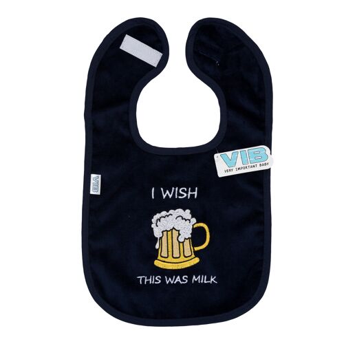 Bib I WISH THIS WAS MILK Navy