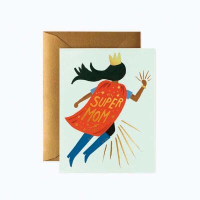 Carte postale de la fête des mères « Super Mom qui s'envole » - Rifle Paper