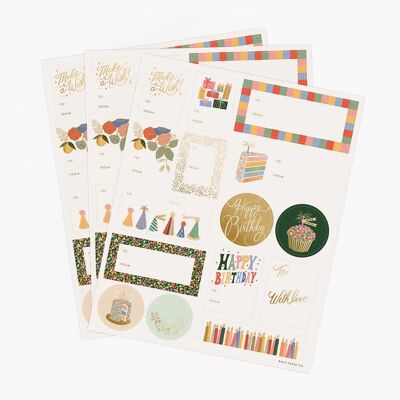 Set de 3 Hojas de Stickers Sheets Birthday Cake - Rifle Paper Co