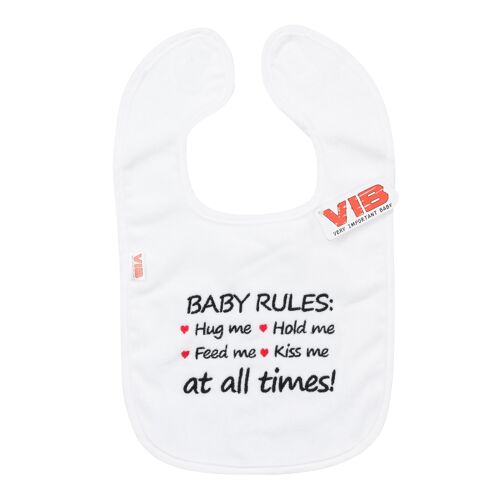 Bib BABY RULES White