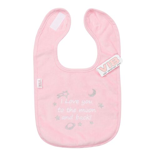 Bib I Love you to the moon and back! Pink