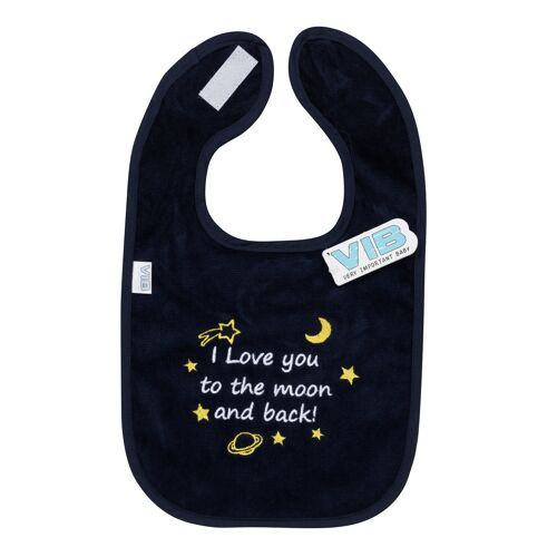 Bib I Love you to the moon and back! Navy