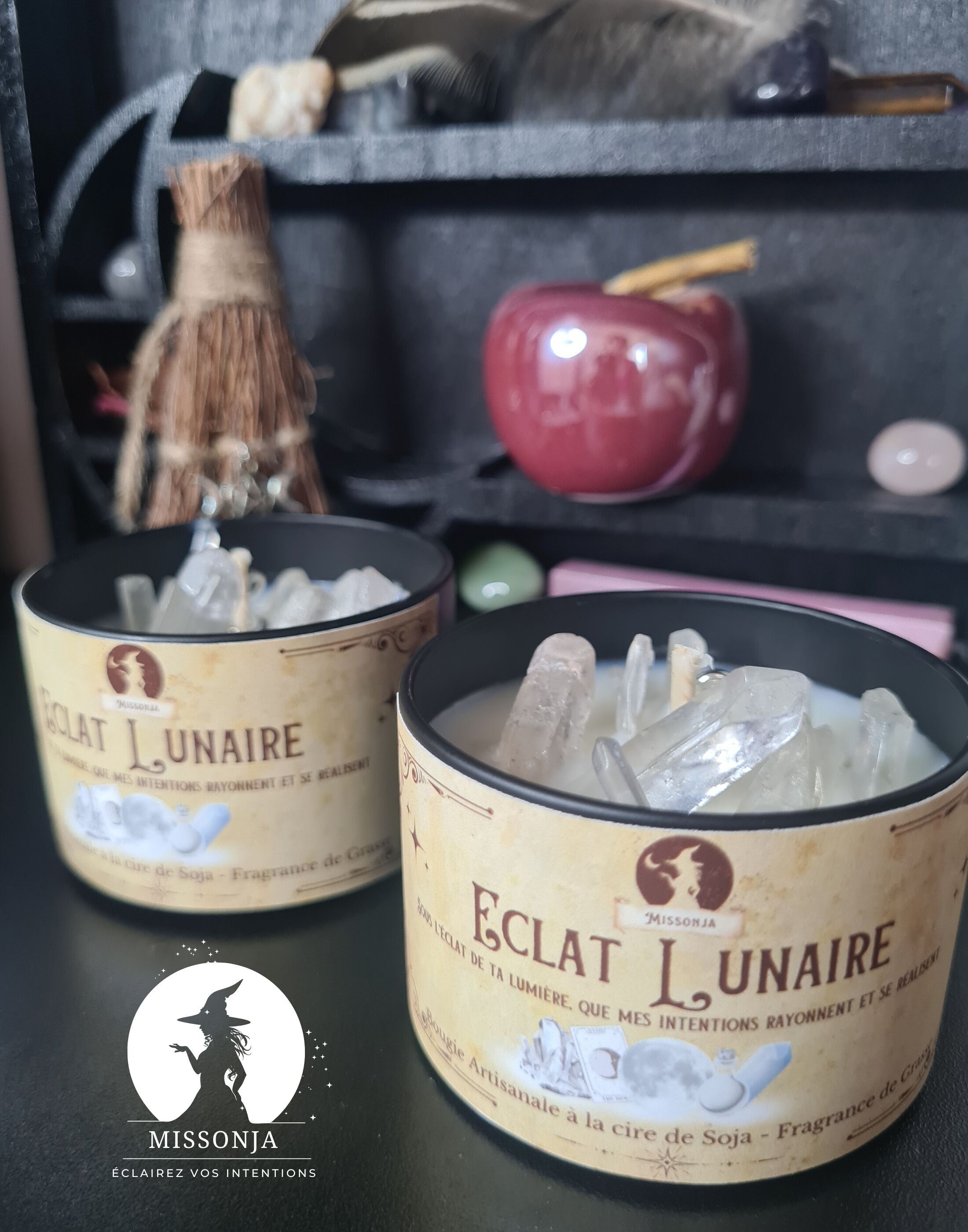 🌙🌕Ritual Candle Soy Wax and Crystals - Lunar Radiance (115g)