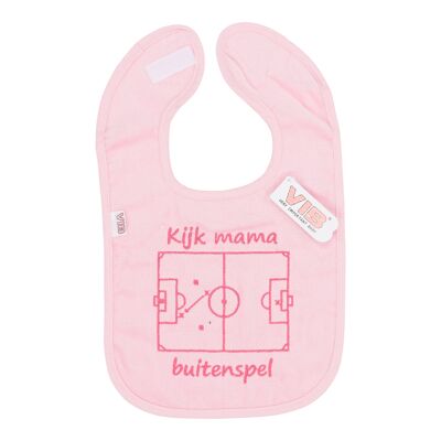 Bib Kijk mama buitenspel (mit Fußballplatz) Pink