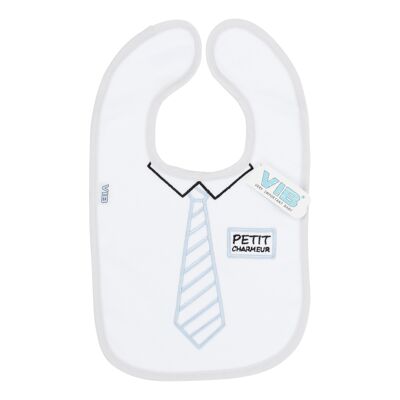 Bib PETIT Charmeur with Tie White-Grey