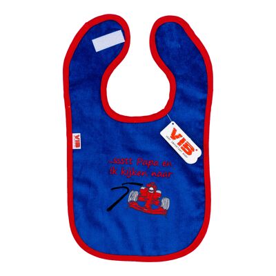 Bib Papa en ik kijken autoracen Cobalt Blue-Red